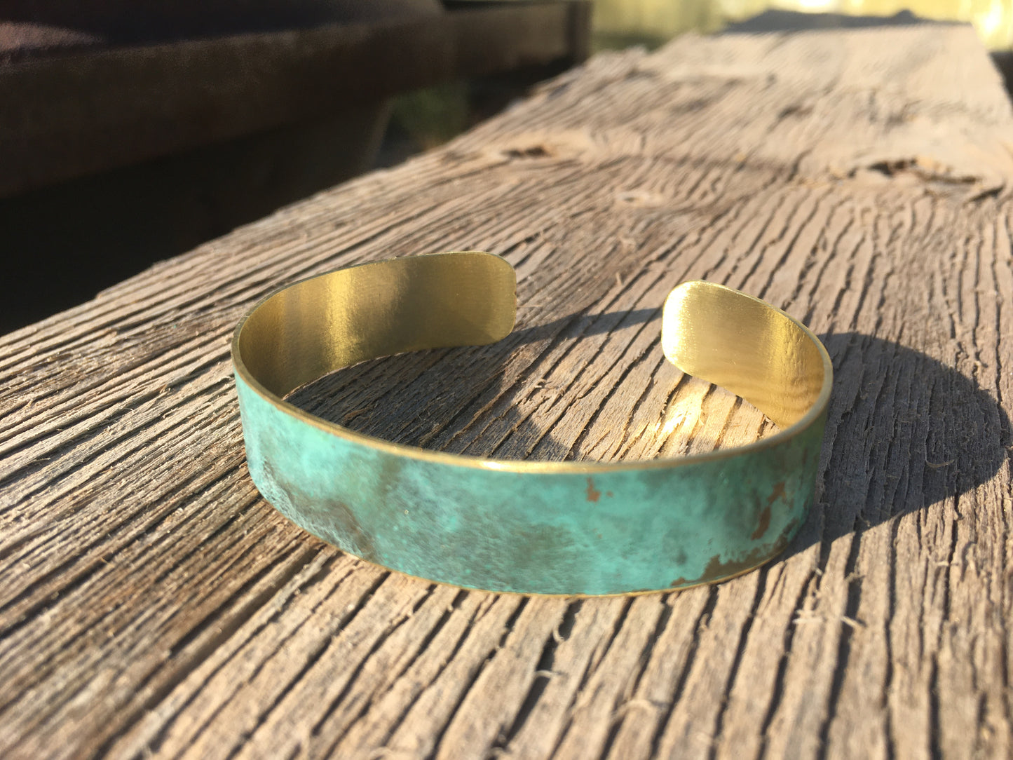 1/2" Brass Cuff - Windbell Green - Cosanti Originals