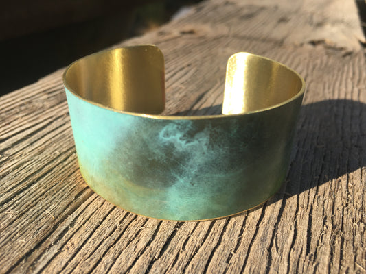 1" Brass Cuff - Windbell Green - Cosanti Originals