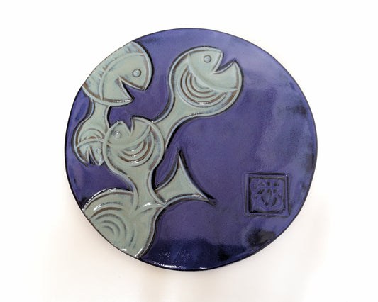 728 - Standard Large Round Tile - Fathers Day Fish - Cosanti Originals