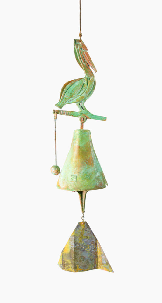 #185SP - Care For Wildlife-Pelican Bronze Windbell