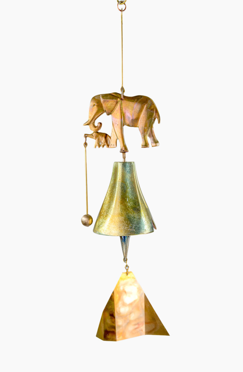 #194EB - Elephant and Her Calf Bronze Windbell