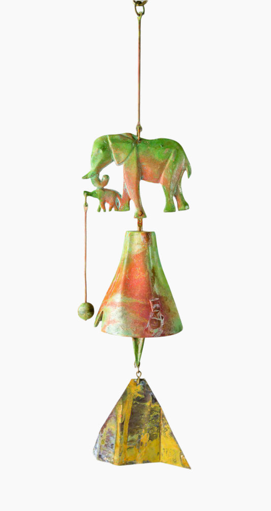 #194EB - Elephant and Her Calf Bronze Windbell