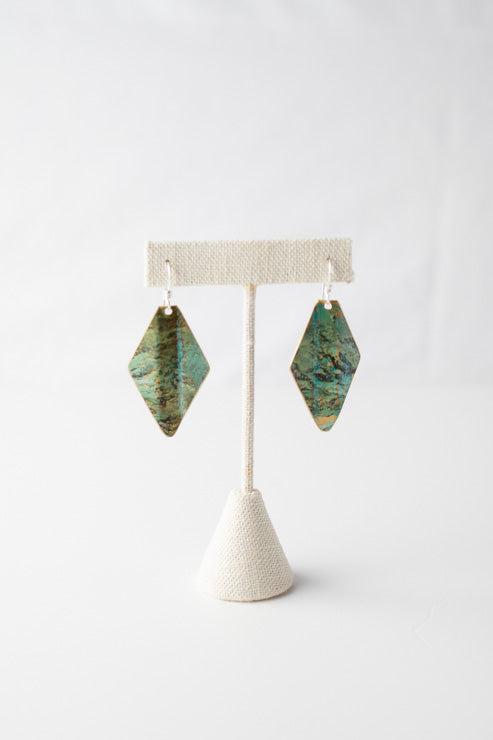 Diamond Fin Earrings - Windbell Green - Cosanti