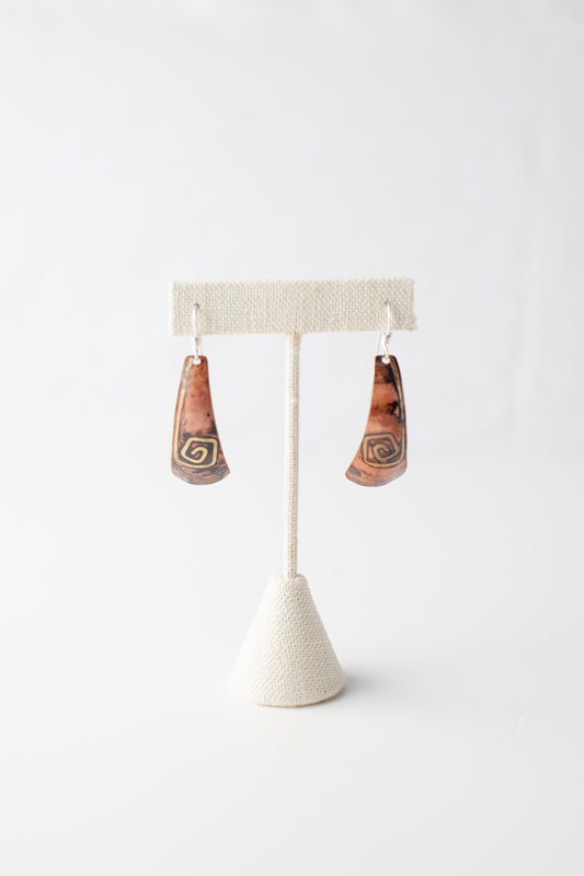 Burnished Square Spiral Earrings